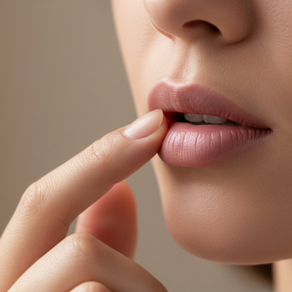 woman applying berry blast lip butter daily soft smooth lips routine