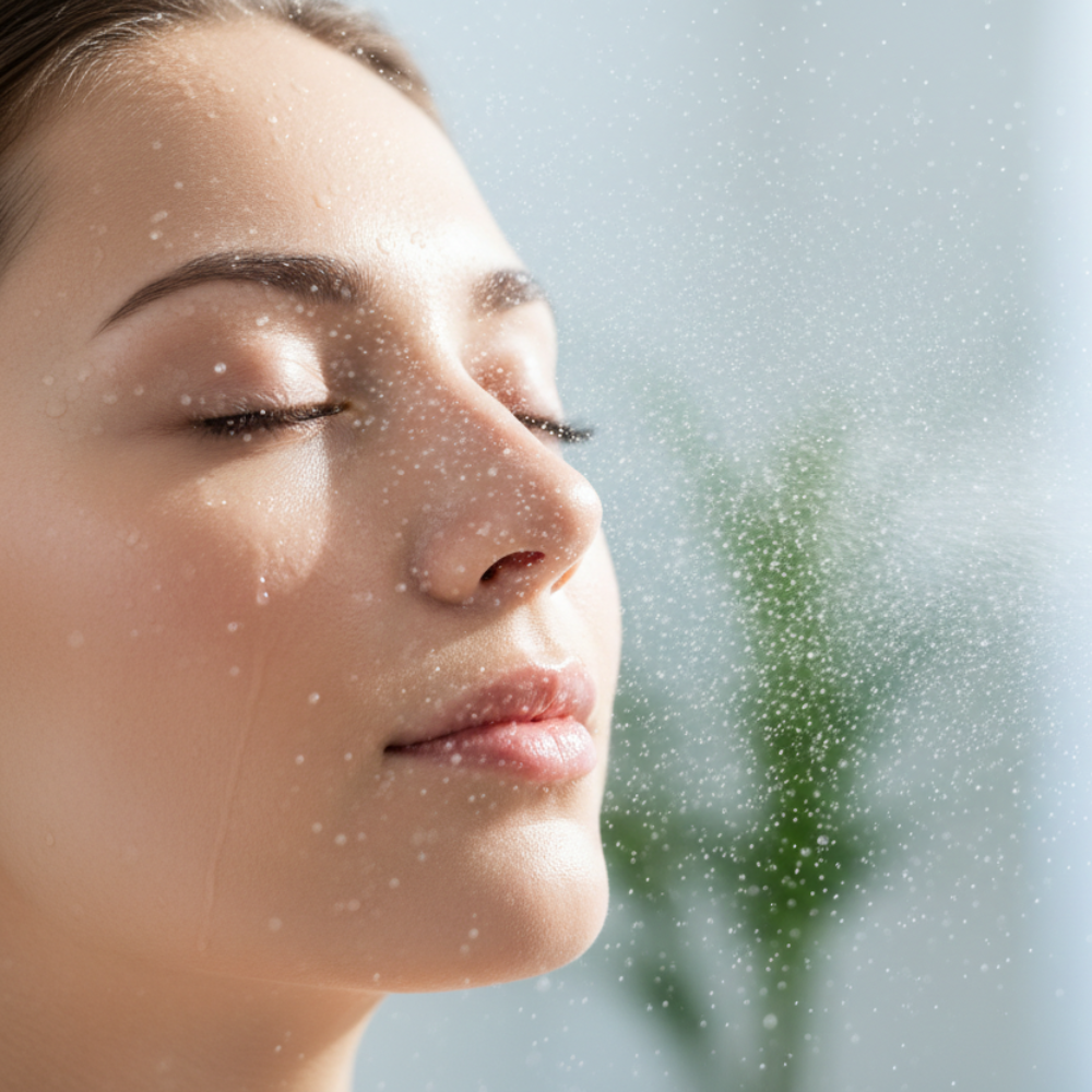 premium geranium face mist close-up refreshing spray lightweight formula